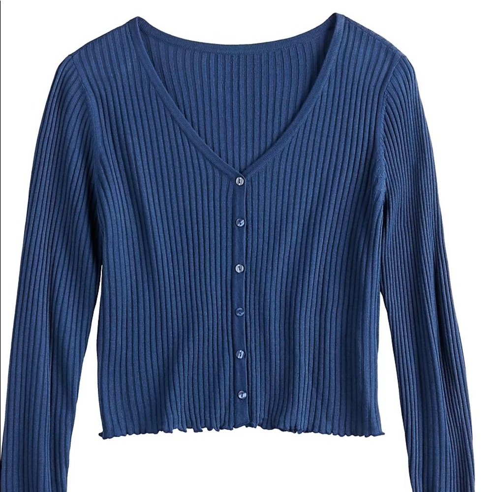 Brand New with Tags Junior’s SO Blue Cardigan Long Sleeve Top Size L